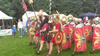 Roman Reenactment at the Amphitheatre in Caerleon Marching In [upl. by Neelak511]