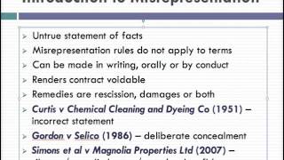 Misrepresentation Lecture 1 of 4 [upl. by Brufsky]